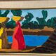 Original Swedish Oil on Panel – "Female Figures by a Stream", attributed to Lars Norrman – Signed – Vintage and Framed – 38 × 74 cm (15 × 29.1 inches)