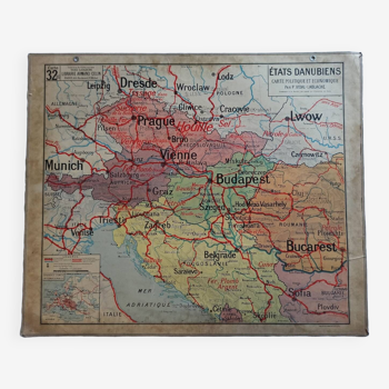 Vidal Lablache School Map Poster n°32 Danubian States