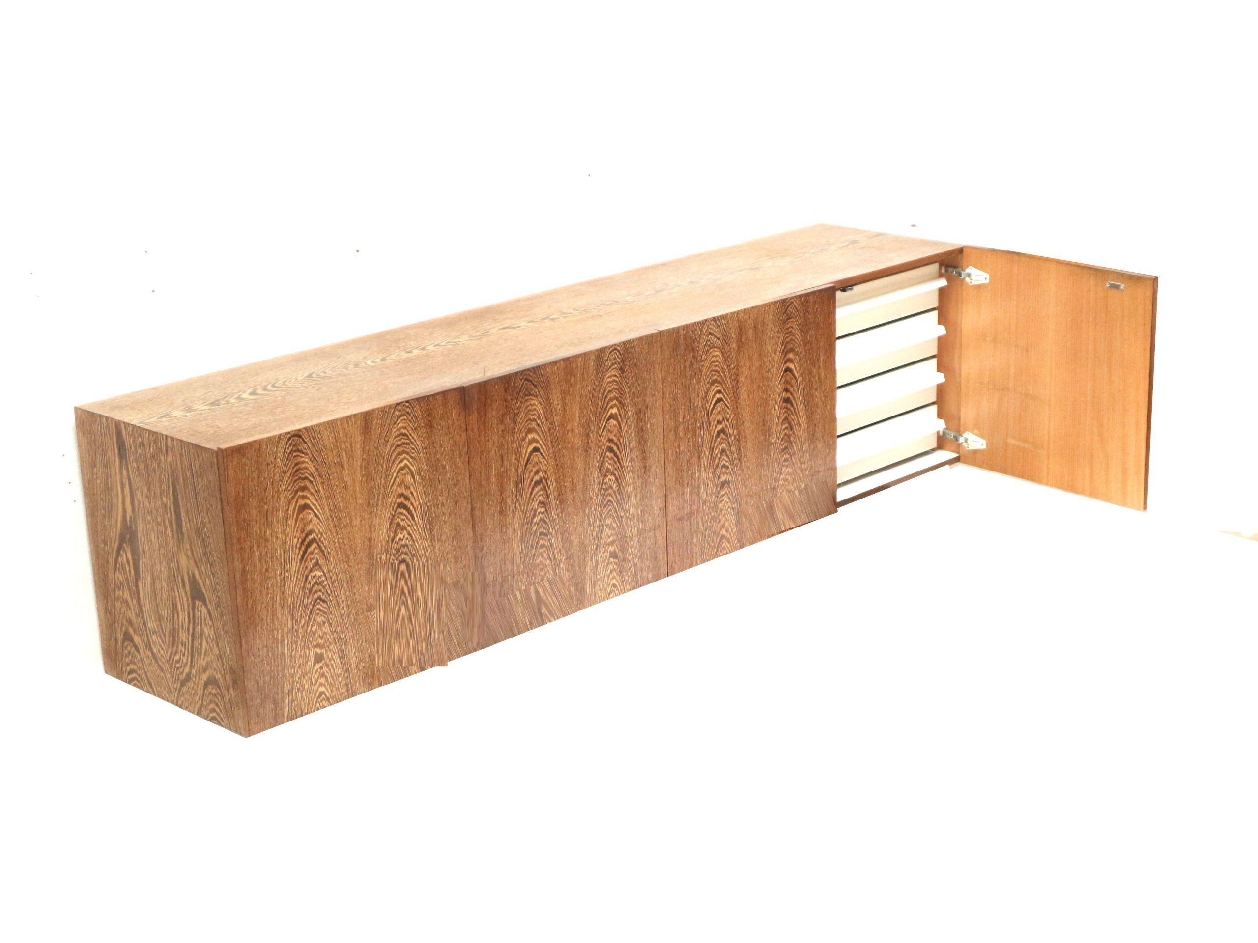 Vintage wall-mounted wengé sideboard by Banz Bord, 1970s