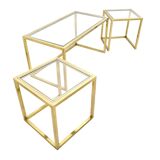 Set of Postmodern Brass, Steel and Glass Nesting Tables by Romeo Rega, Italy