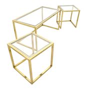 Set of Postmodern Brass, Steel and Glass Nesting Tables by Romeo Rega, Italy