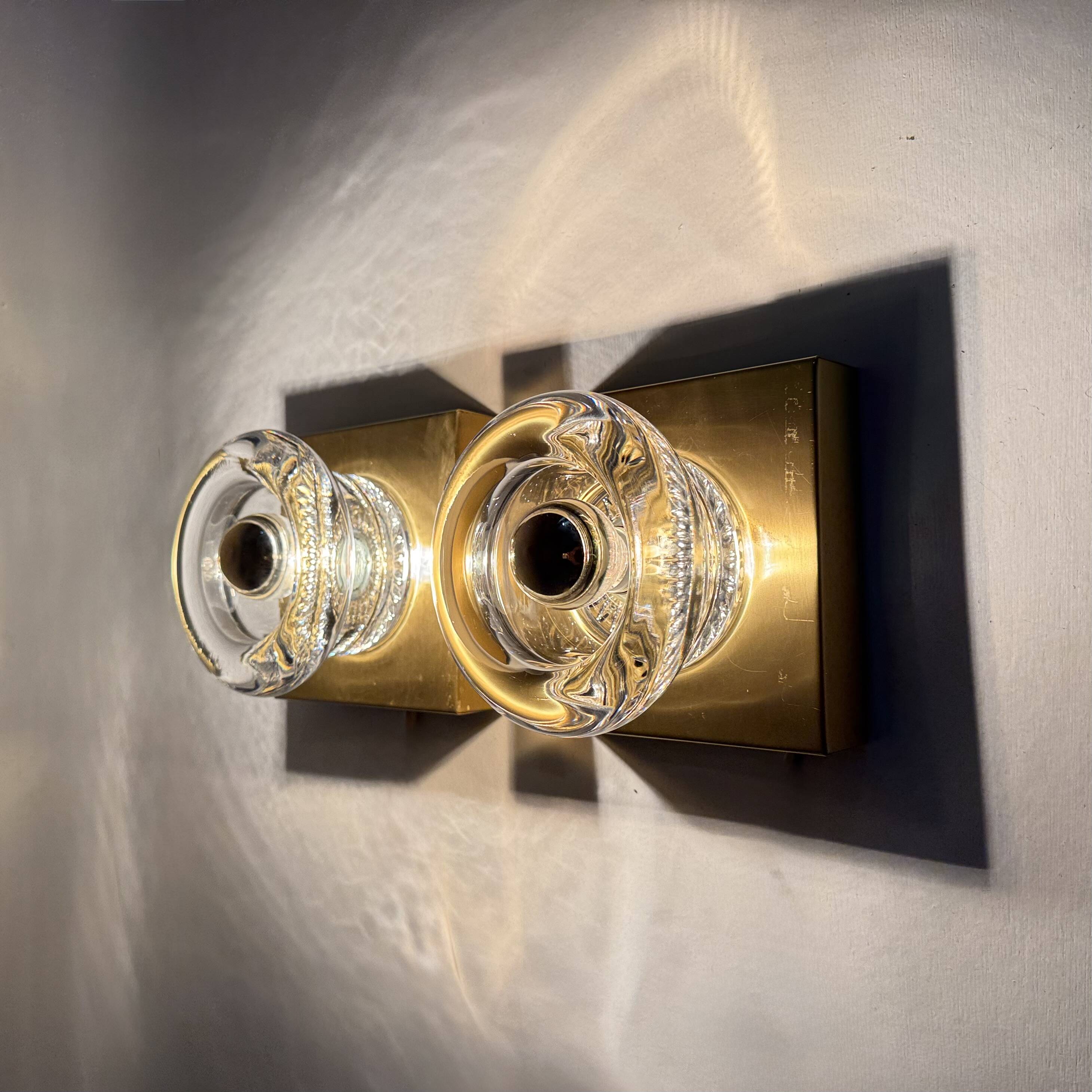 Vintage Peill & Putzler Ice glass Wall Lamp , 1970s