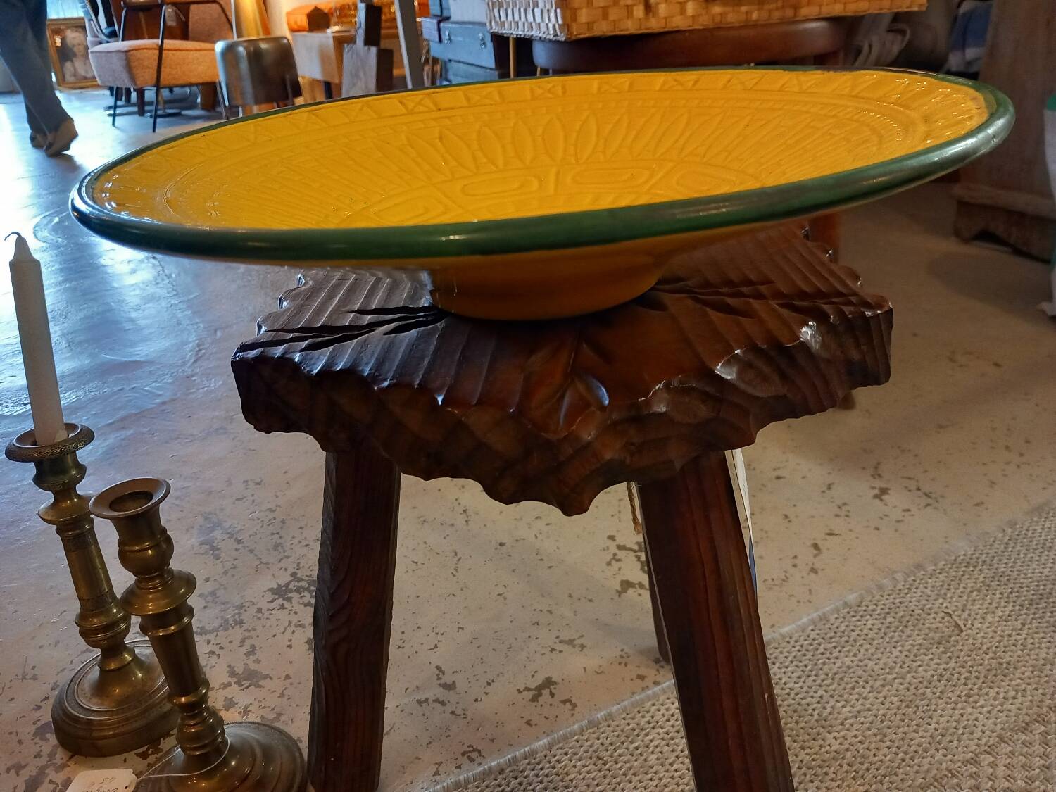 Large round dish. Dieulefit Caves. Vintage