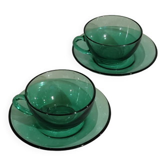 2 coffee cups and saucer Arcoroc - vintage