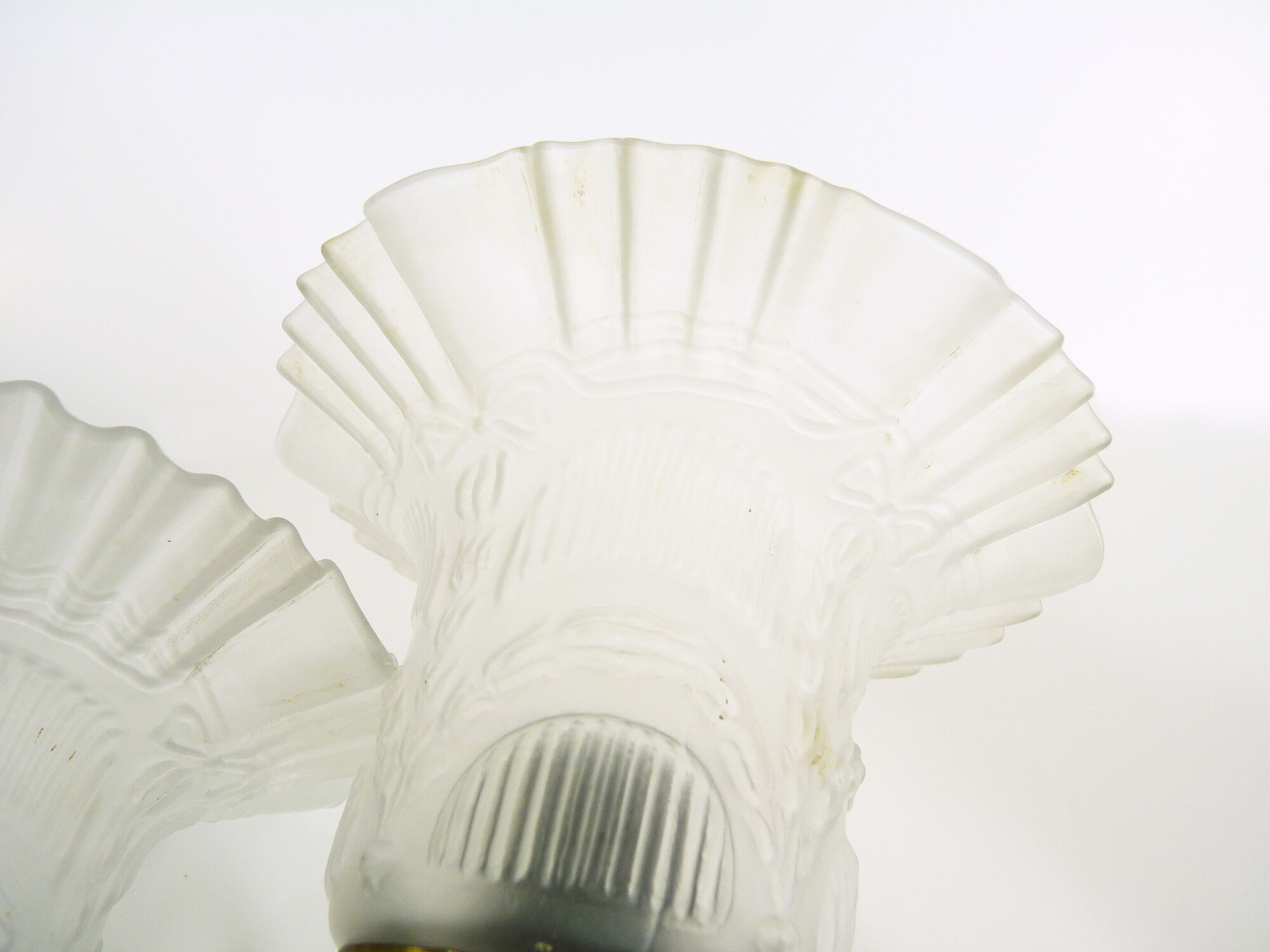 Pair of brass swan collar wall light old tulip glass. Year 60