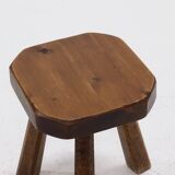 Artisan Stained Pine Stool France 1950s