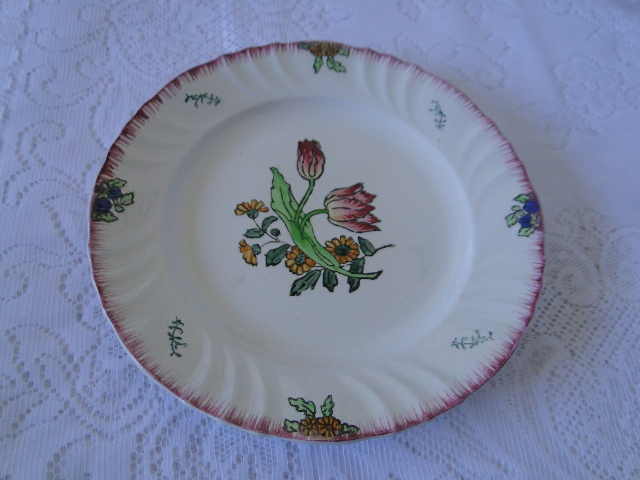 Dish old round faience longwy model marseille