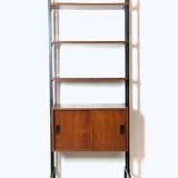 Modular storage cabinet and teak bookcase. Italy, 60s