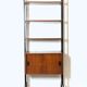 Modular storage cabinet and teak bookcase. Italy, 60s