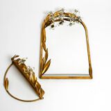Metall wall mirror and matching shelf gold plated plated by Banci Firenze