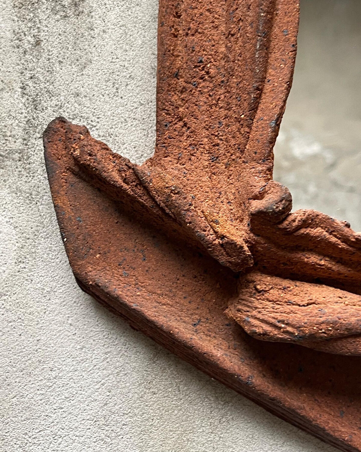 Brutalist terracotta mirror 1960