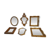 Set of 6 wooden and gilded stucco mirrors