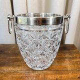 Champagne bucket in cut glass and stainless steel