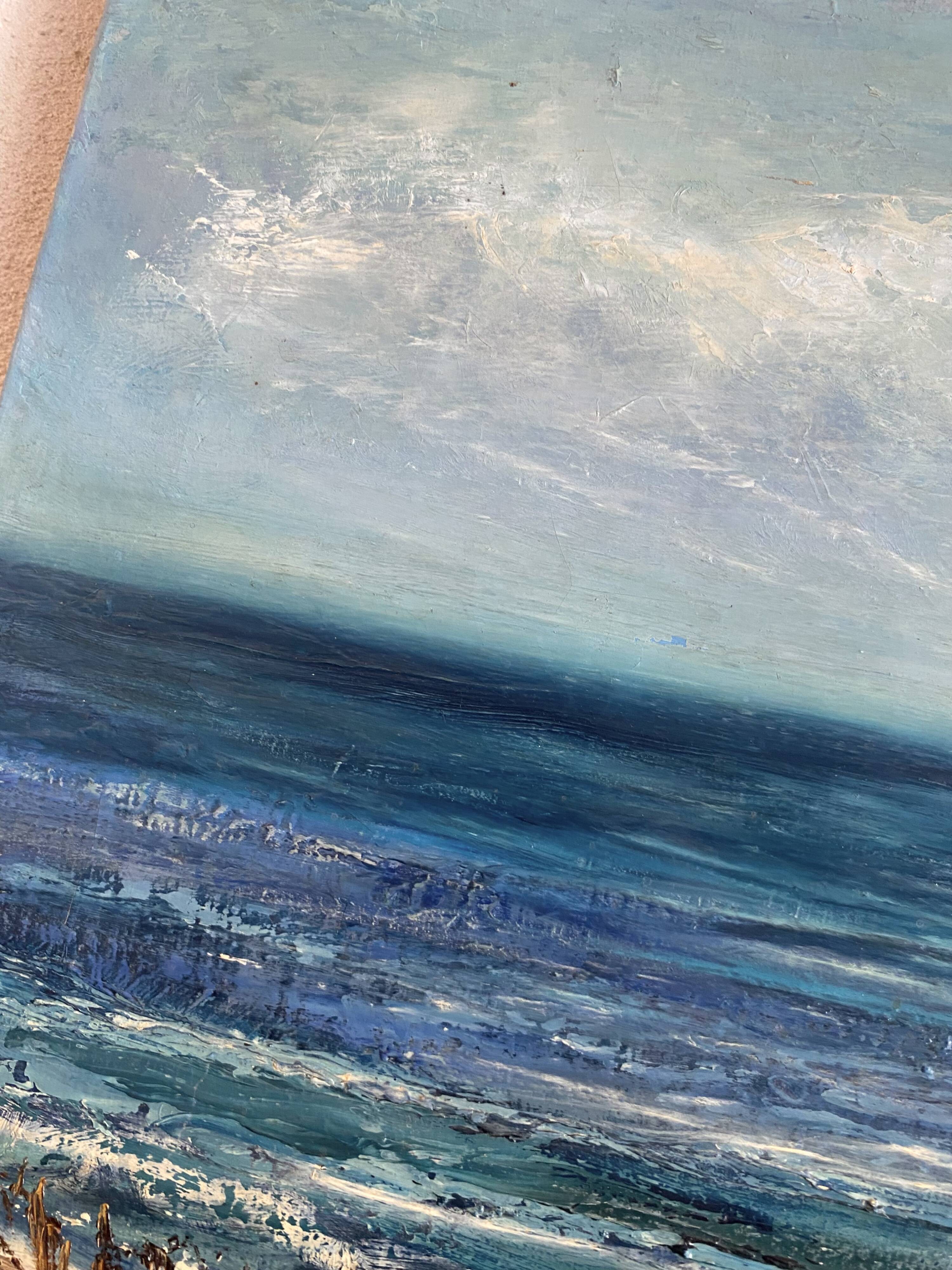 Tableau Huile sur toile plage de Sète  années 80