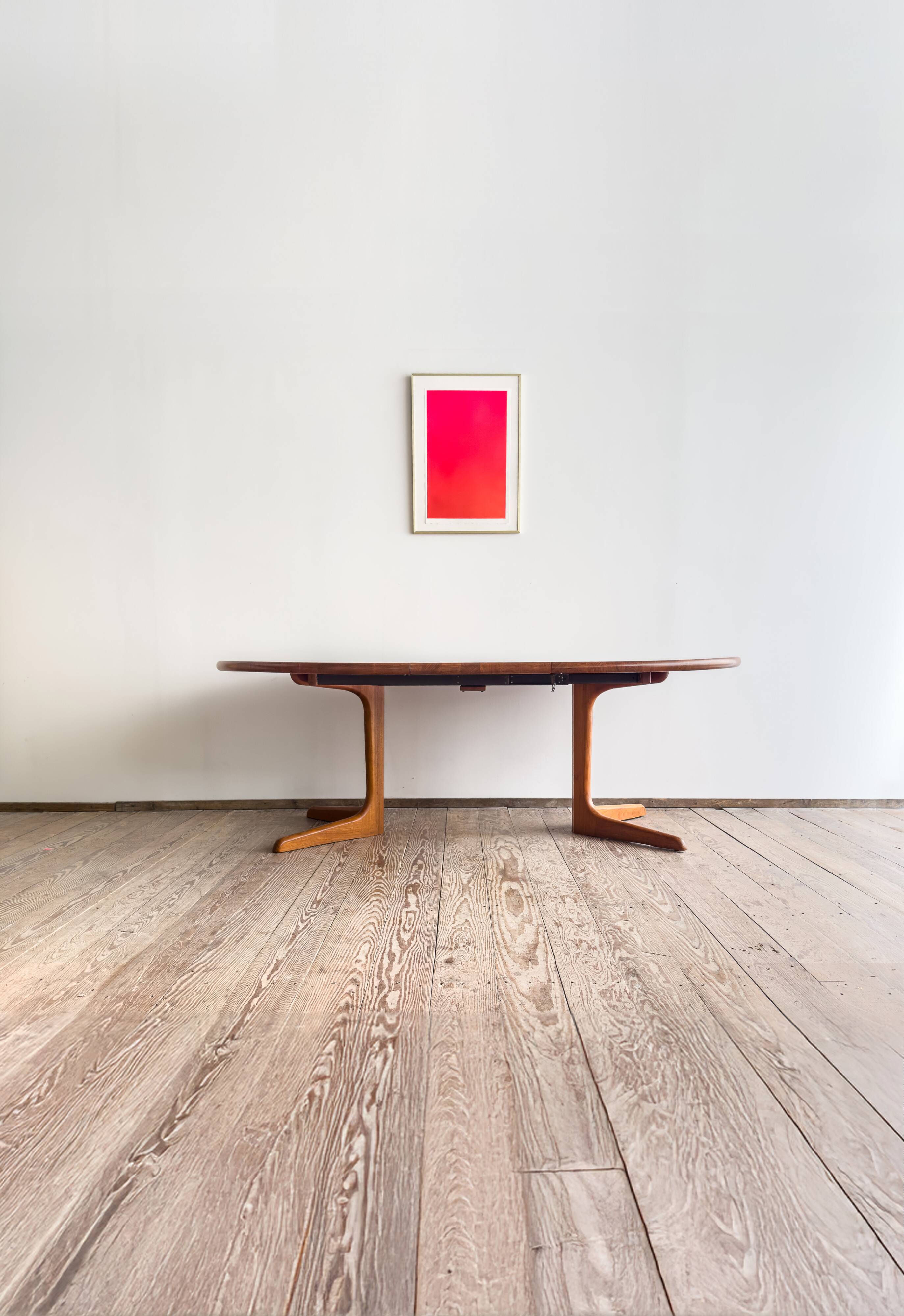 Grande table à manger scandinave vintage en teck massif, Danemark, 1970