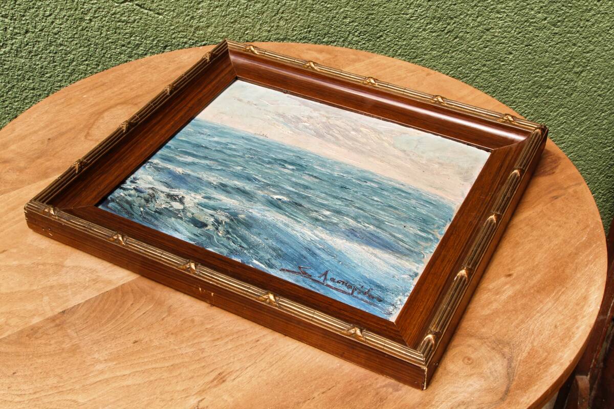 Huile sur panneau, marine, signée