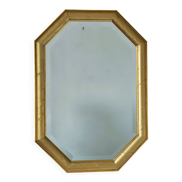 Miroir doré octogonal glace biseautée années 70