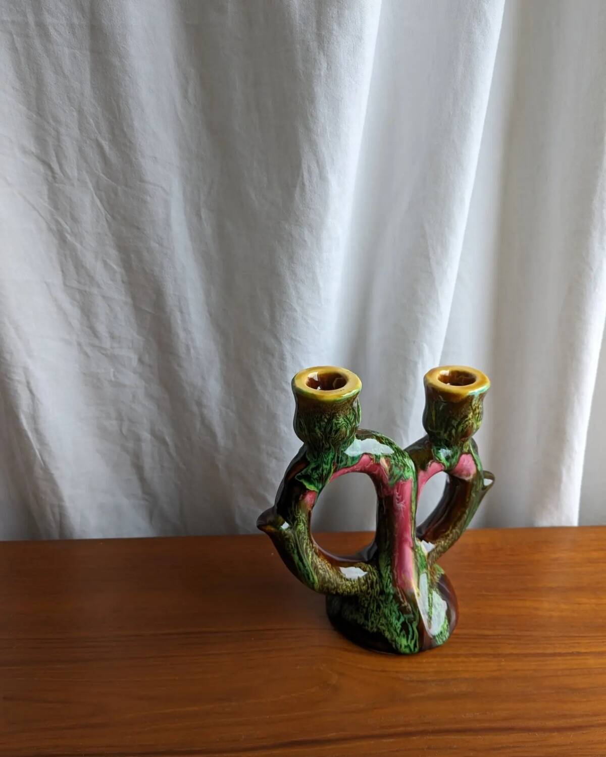 Glazed ceramic candle holder