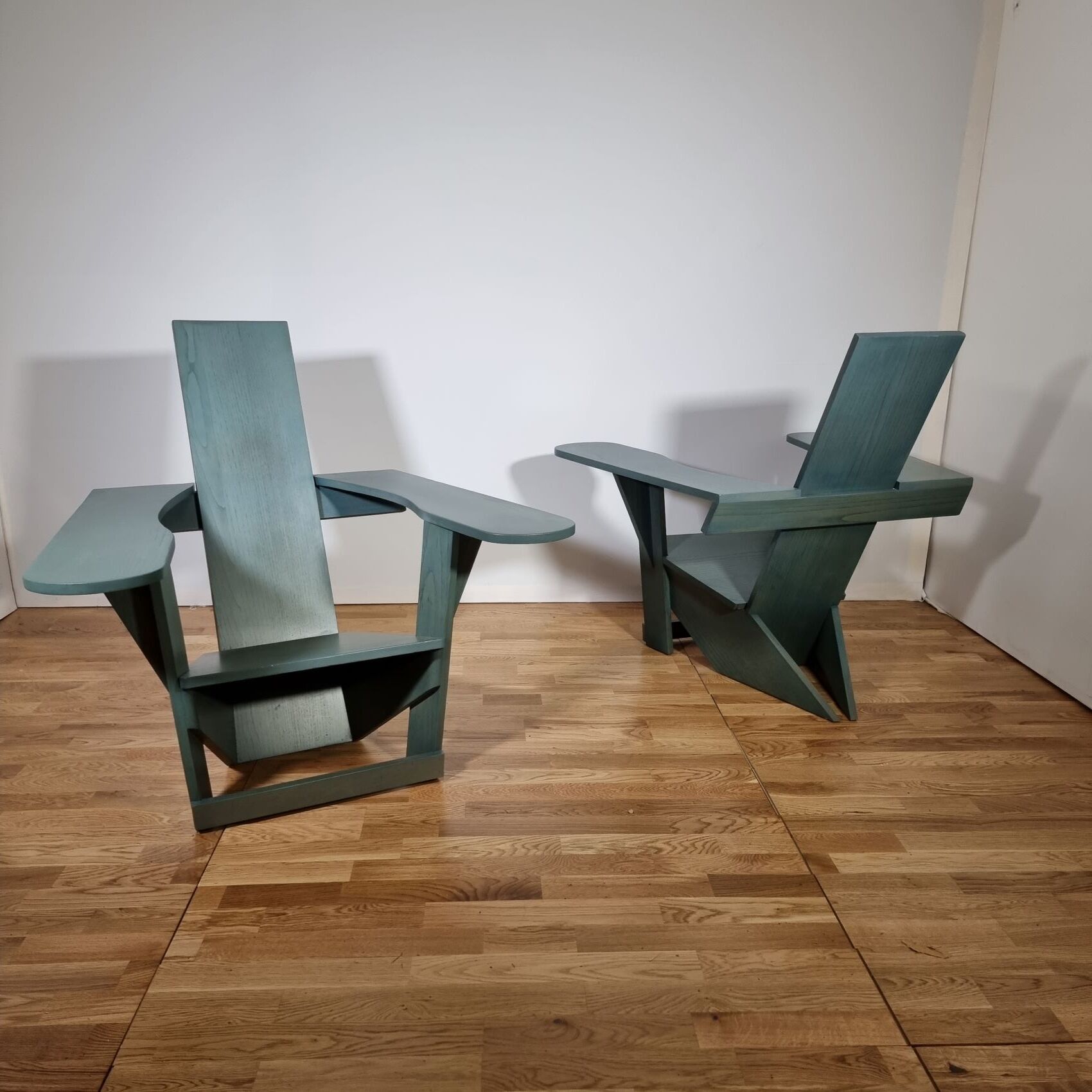 Pair of constructivist armchairs by Philippe Parent, circa 1980