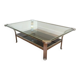 Table basse en chrome à double plateau en verre