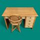 Vintage rattan and woven wicker desk 1970