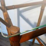 Bamboo console and glass tray 1970s