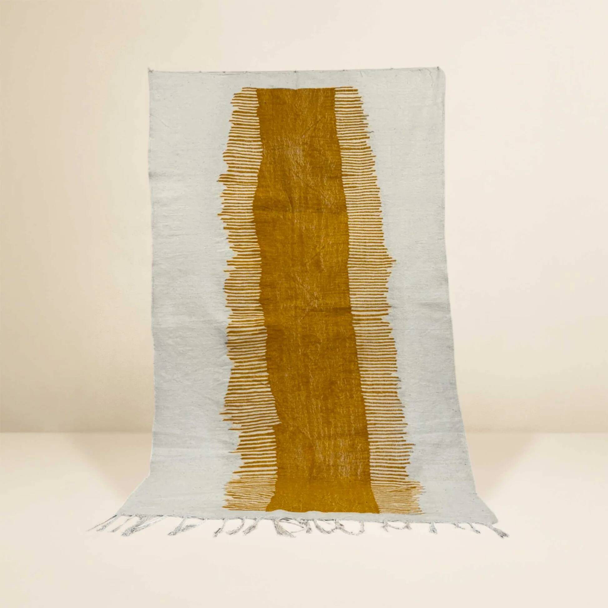 Kilim Berber Rug • Ochre Yellow Pattern