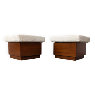 Pair of Danish teak poufs or low stools from the 50s/60s