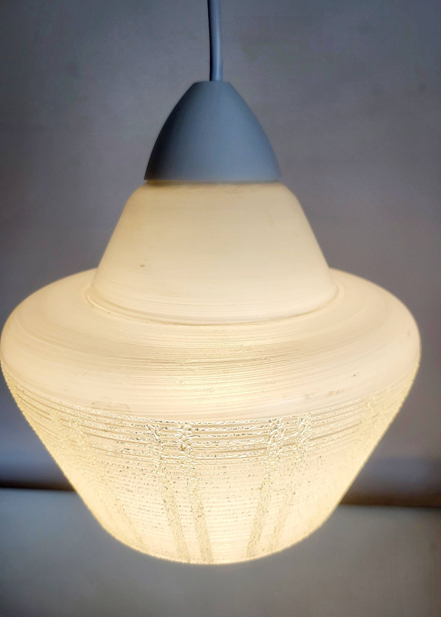 Vintage pendant lamp in glaze, with relief structure, 1980s.