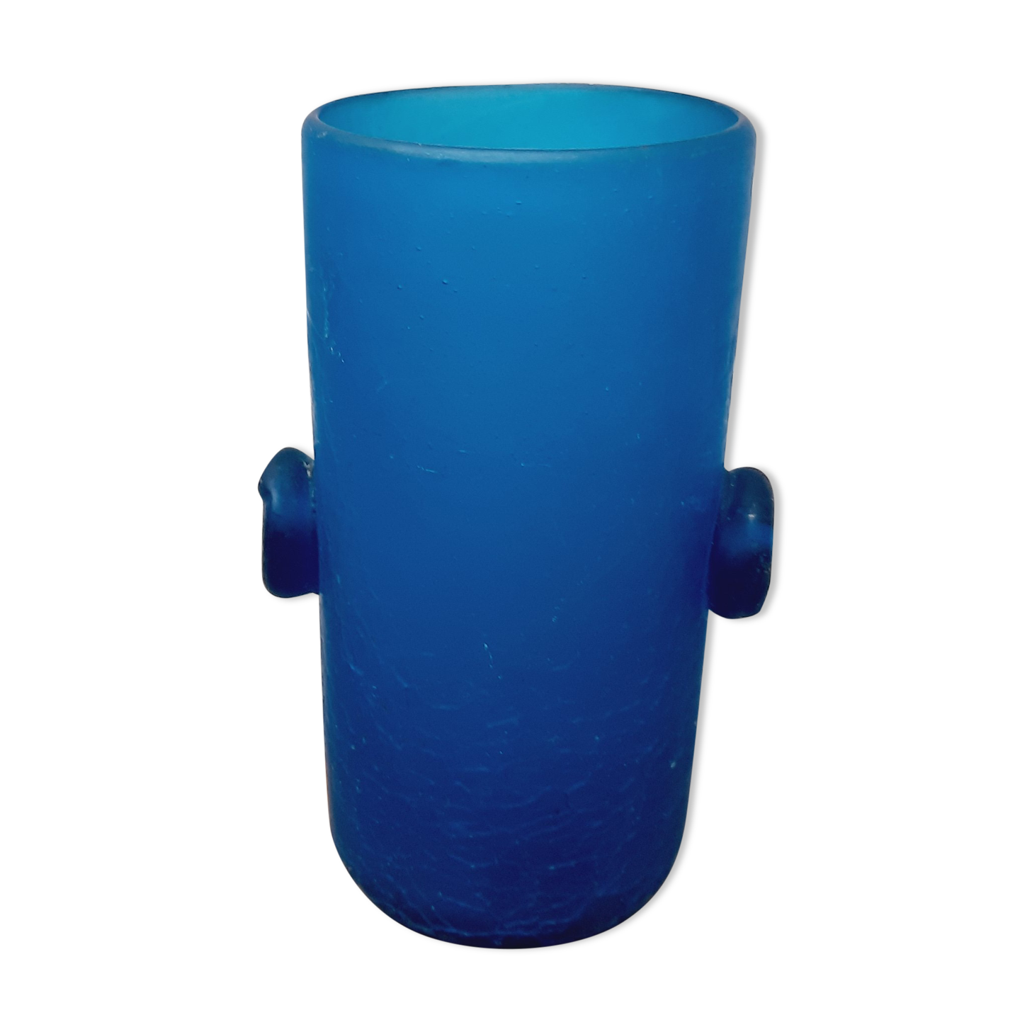 Blue glass paste vase