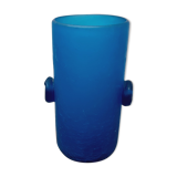 Vase pate de verre bleu