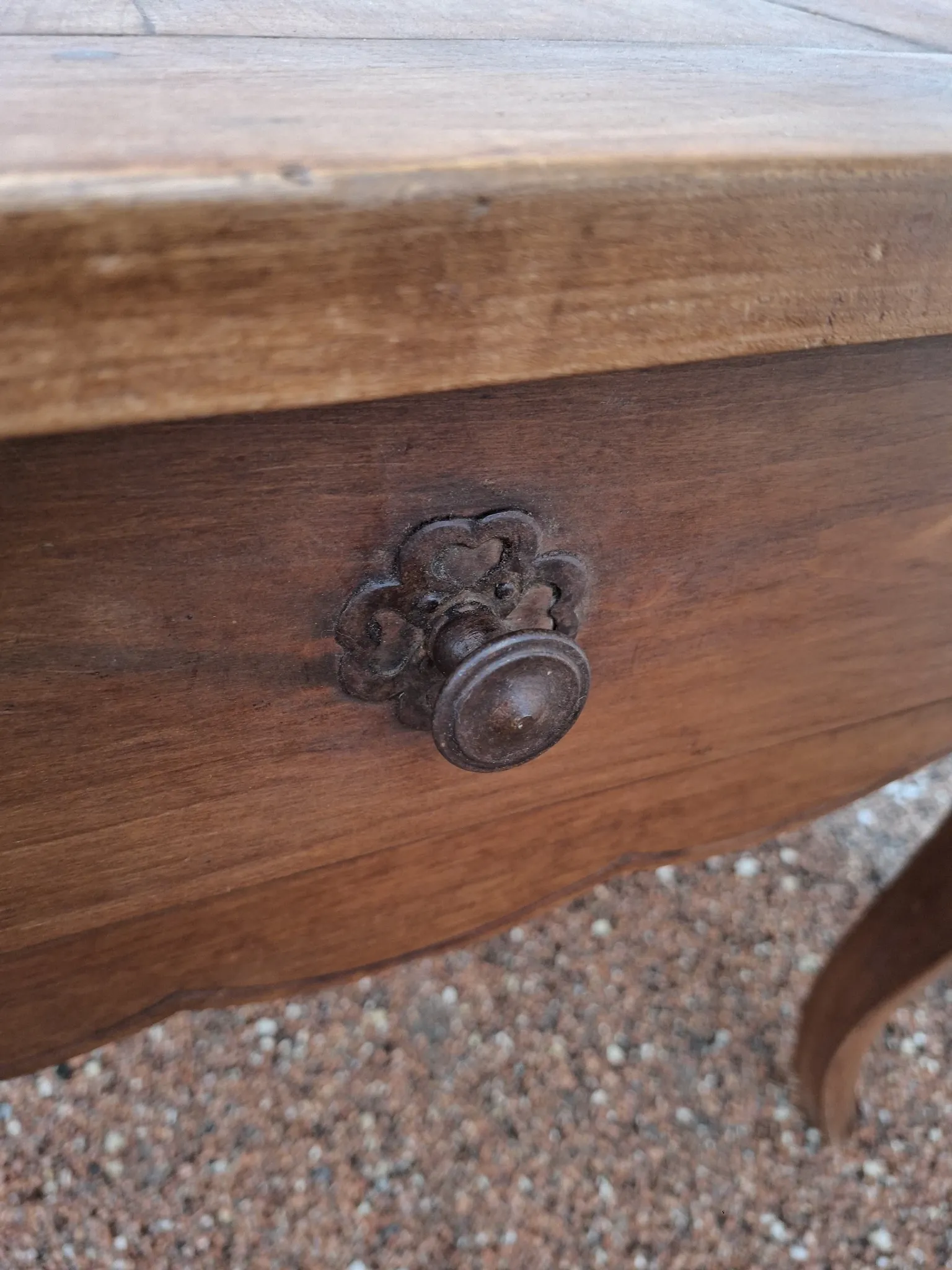 Rustic Louis XV farmhouse table in cherry wood, 1900s.