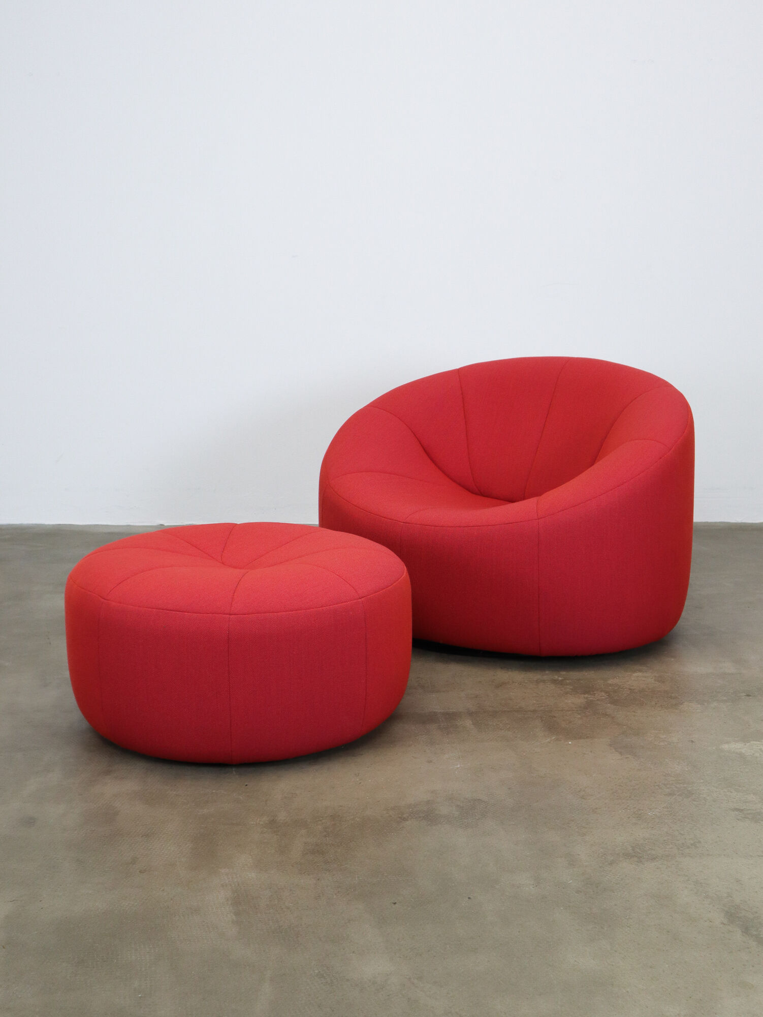 Red Pumpkin chair and ottoman by Pierre Paulin for Ligne Roset