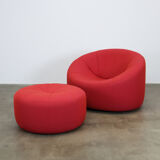 Red Pumpkin chair and ottoman by Pierre Paulin for Ligne Roset