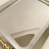 Vintage Stainless Steel Serving Tray With Gold Colored Handles