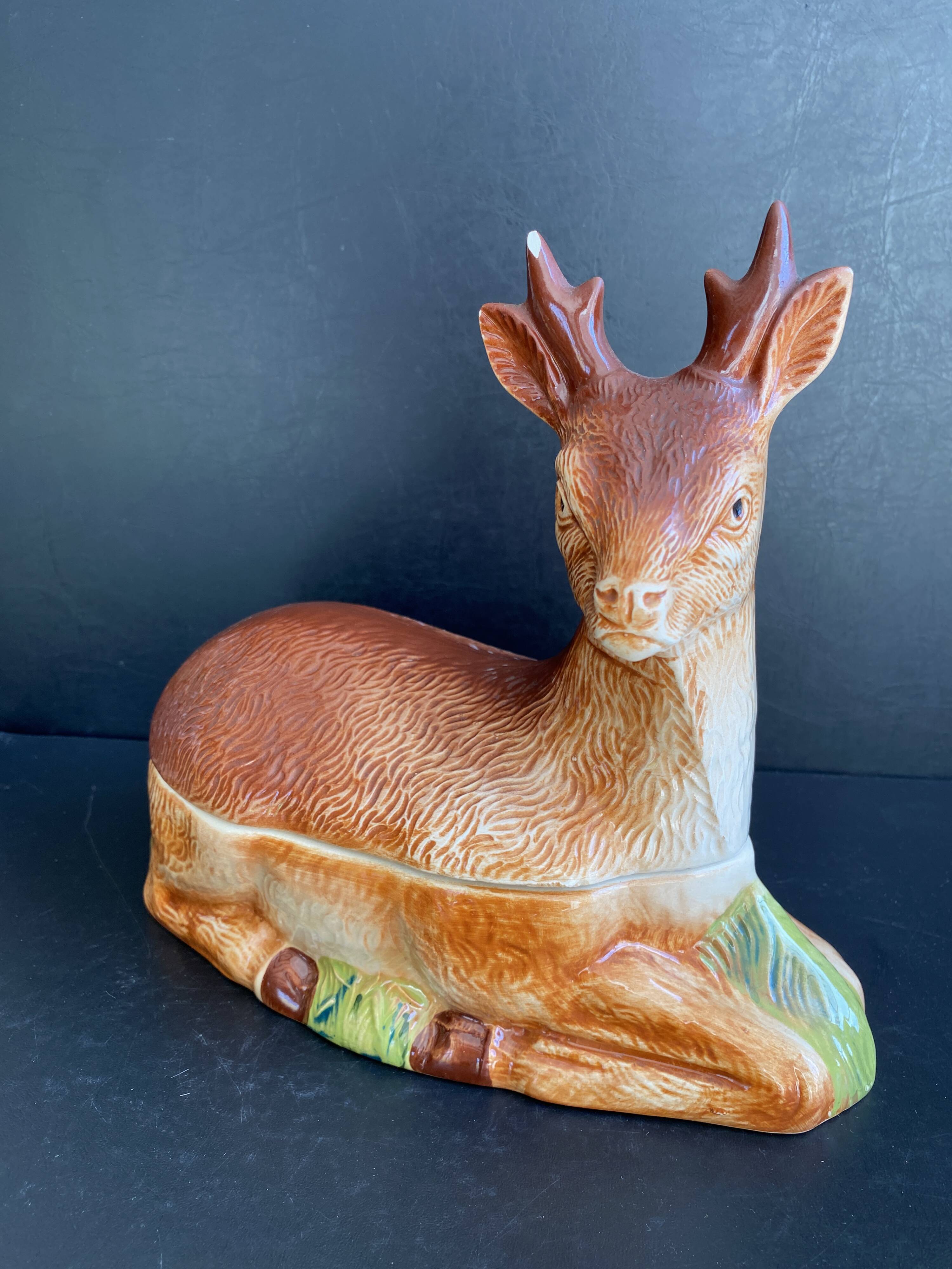 Vintage terrine in earthenware by Michel Caugant - Roe Deer / Stag shape