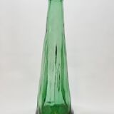 Ancienne Grande Bouteille En Verre Pressé Moulé Vert Écrasé Déformé