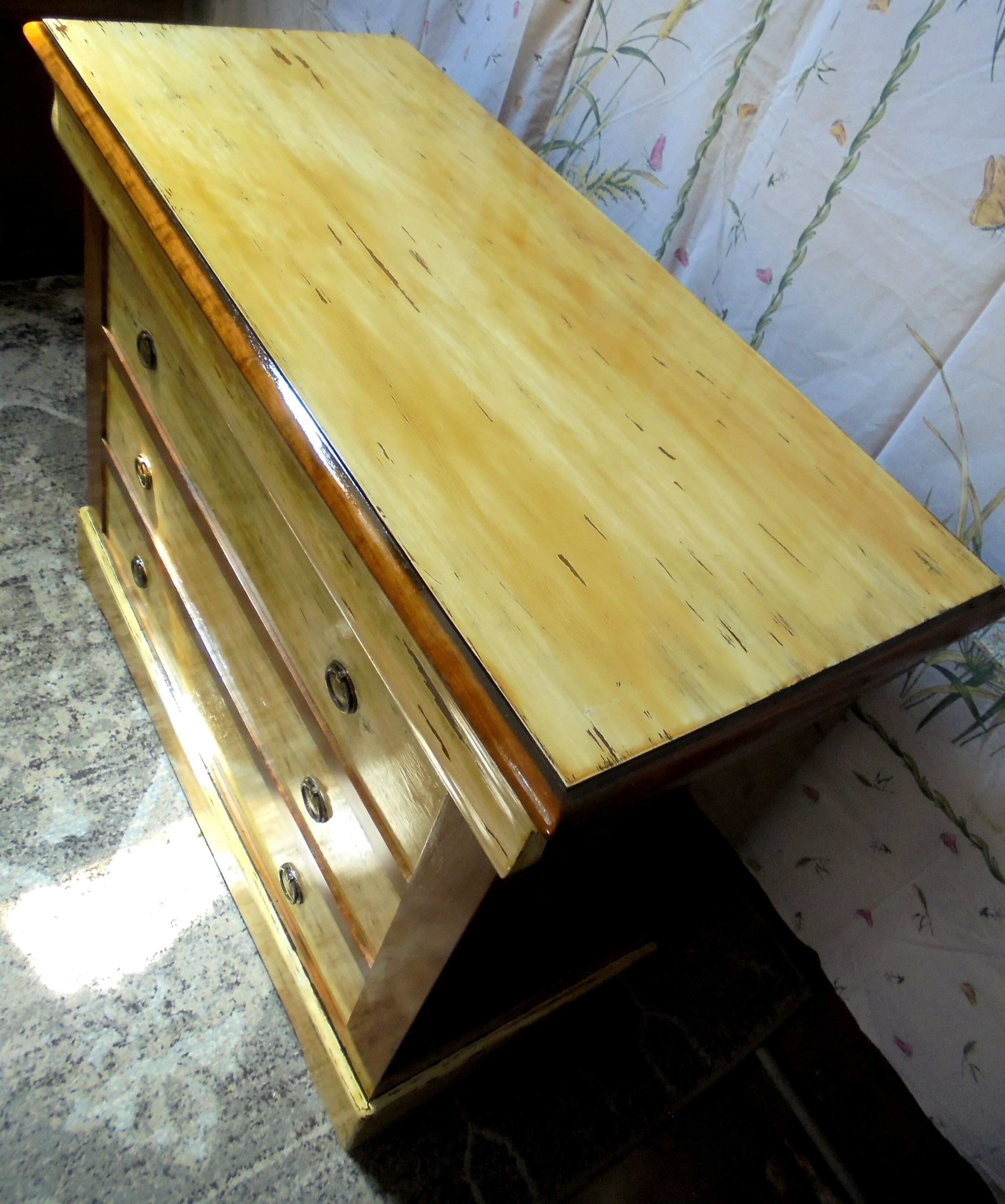Wood and paint chest of drawers