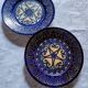 Two HB Quimper faience plates with pearl/embroidery decoration.