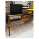 Italain Sideboard Made Of Solid Wood And Covered With Colored Glass 1950S