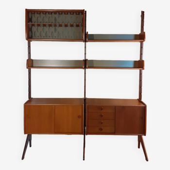 Self-supporting teak shelving unit Ergo model