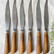 6 Vintage Horn Knives Silver Steel Blade LEPINE A LYON France 19th Century