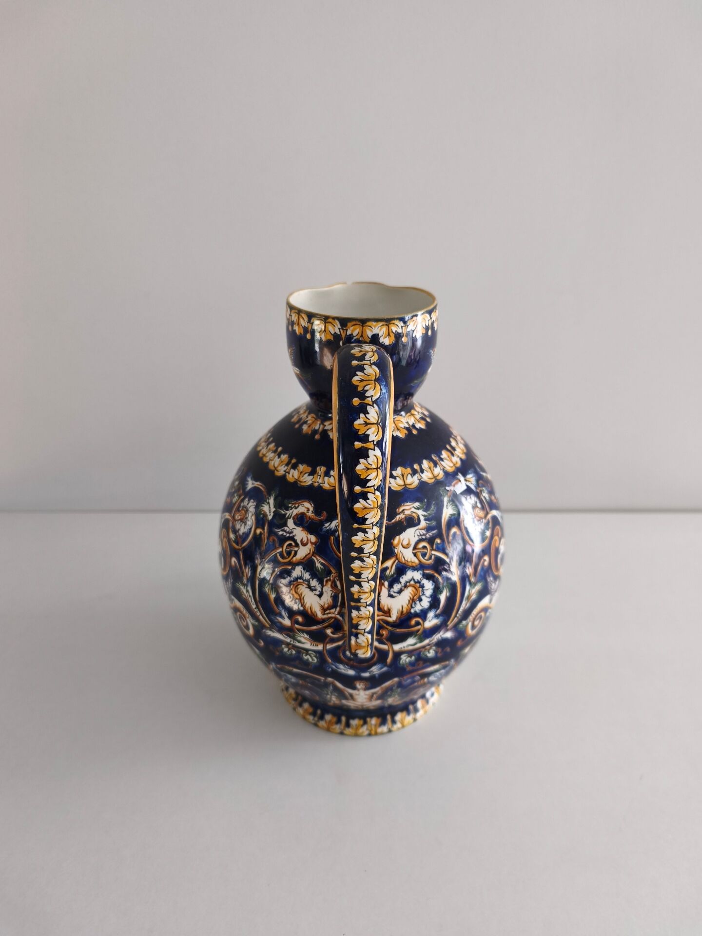 Grand pichet / Broc / Cruche en faïence de Gien - Renaissance Bleu (26