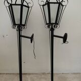 Pair of wrought iron wall sconces, 1950