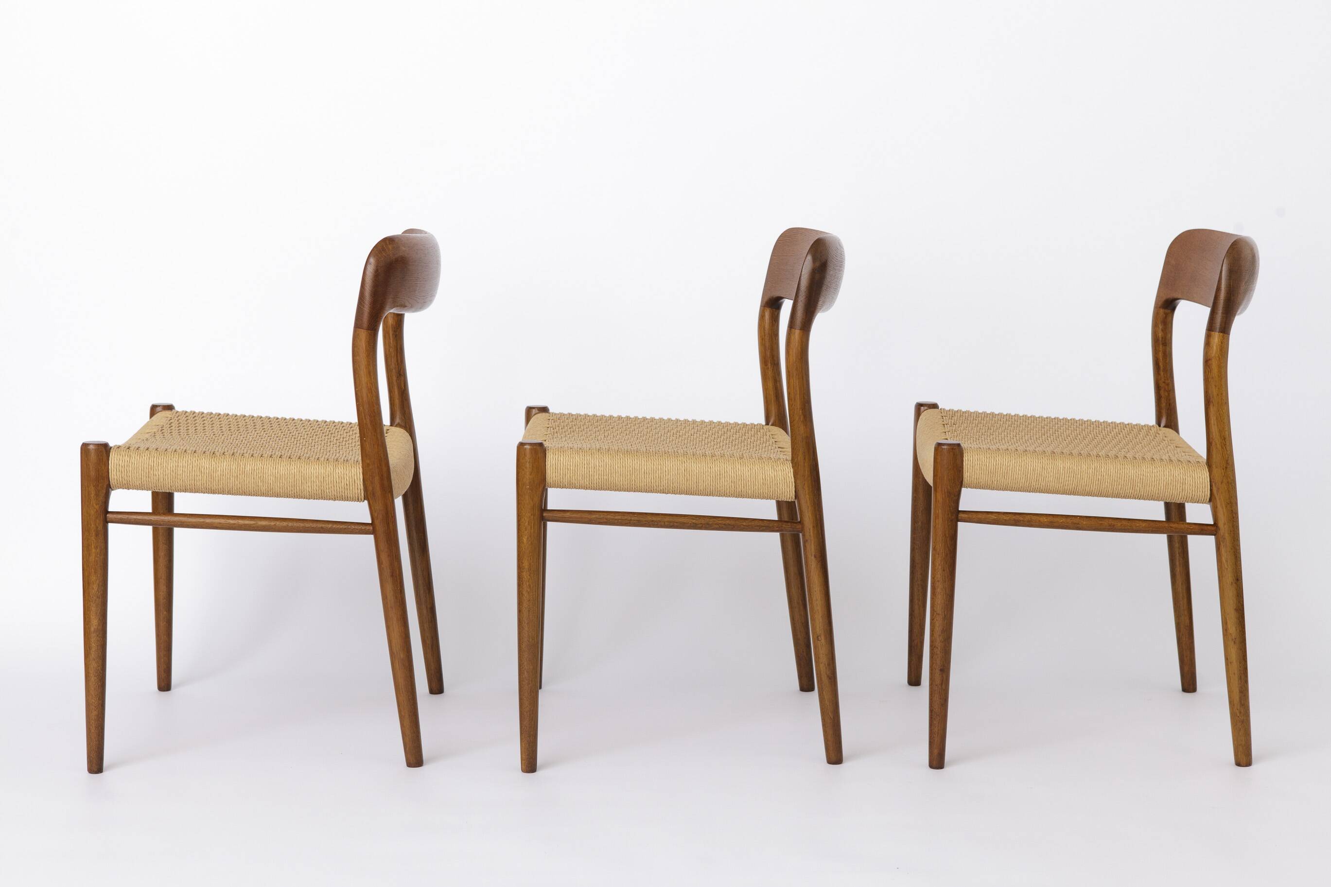 Set of 6 Niels Otto Møller Model 75 Chairs – Oak, 1950s, Refurbished