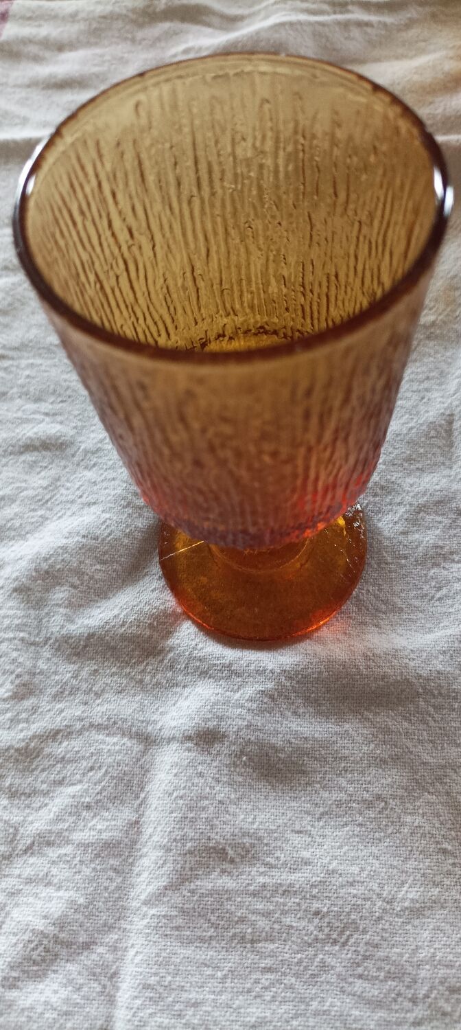 Amber stemmed glass
