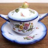 Old Charolles set signed Molin with plate, eared bowl and lid
