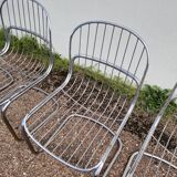 Set of 6 designer chairs in chromed metal from the 1970s