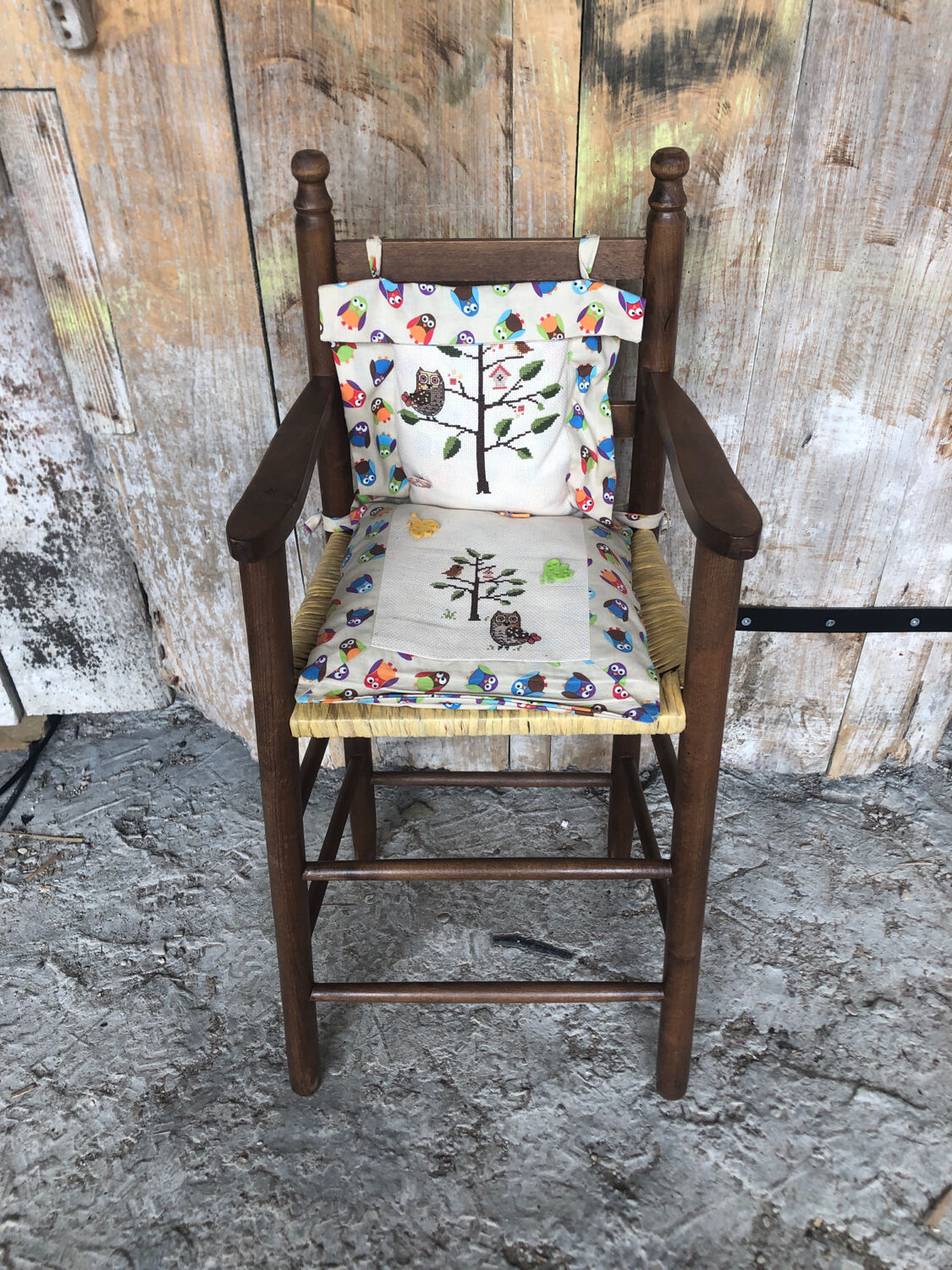 High chair baby wood & mulched seat