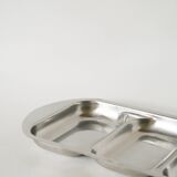 Plat à compartiments rectangulaire en inox, Design, 1970, 35 X 16 cm